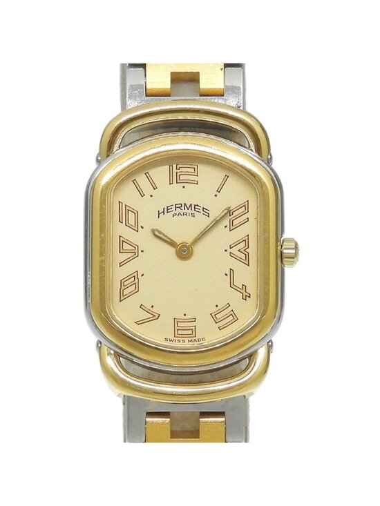 Hermes Accessories - Hermes Rallye Vintage Stainless Steel Gold Plated Quartz Analog Display Dial